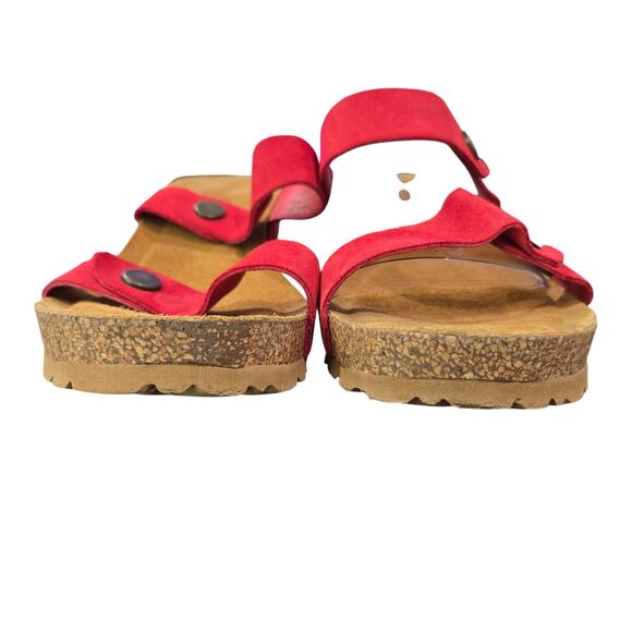 Yokono Red Suede Leather Wedge slide on mules Size 9.5 Made Spain Comfort # 897 - Picture 2 of 5